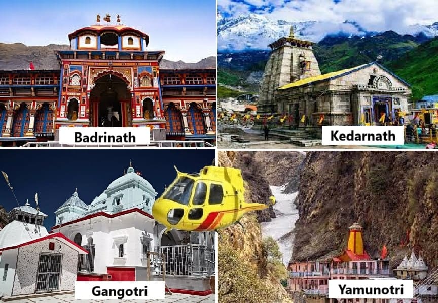 Helicopter flying over Yamunotri, Gangotri, Kedarnath, and Badrinath temples in Chardham Yatra By Helicopter